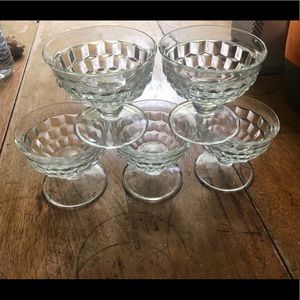 Vintage Clear Indiana Glass Cubist Whitehall Sherbert Pedestal Dessert Glasses